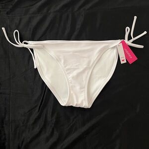 Solid white, string bikini bottoms.